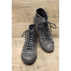 Vans Hi Top Skateboard Shoes Men's 7.5 Women's 9 Black‎ Brown Leather Distressed